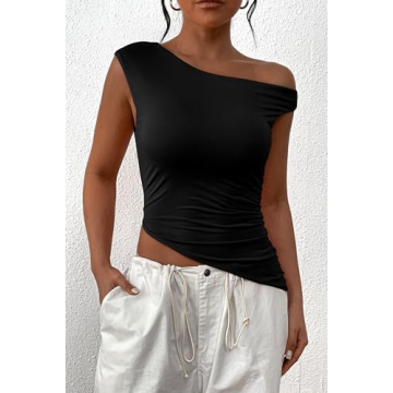 PRETTYGARDEN Off Shoulder Crop Top for Women Summer