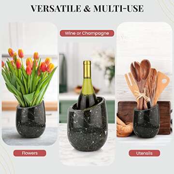 Gusto Nostro Marble Wine Chiller Bucket - 750ml Wine Bottle Cooler and Champagne Chiller for Party, ...