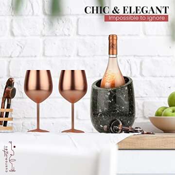 Gusto Nostro Marble Wine Chiller Bucket - 750ml Wine Bottle Cooler and Champagne Chiller for Party, Kitchen, Bar Cart Decor to Chill & Keep Bottles Cold with Unique Wine Lovers Gift Box (Black Zebra)