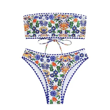 ZAFUL Strapless Textured Bandeau Bikini for Women