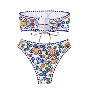 ZAFUL Strapless Textured Bandeau Bikini for Women