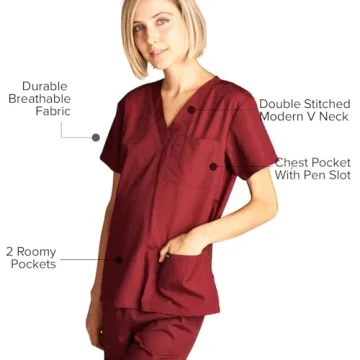 Dagacci Unisex Scrub Set in Burgundy - Small Size