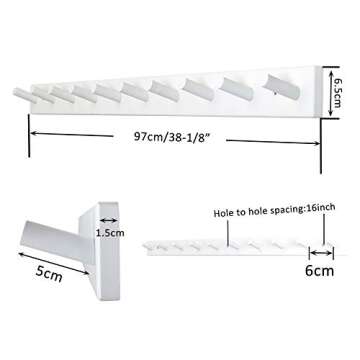 WEBI Coat Rack Wall Mounted,10 Hooks,38" Long Coat Hanger Wall Mount,Peg Rail Hat Hooks for Hanging ...