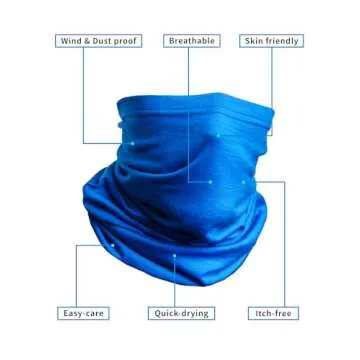 Merino.tech Merino Wool Ski Neck Gaiter - Face Mask Neck Warmer for Men & Women (Black)