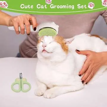 Cute Cat Grooming Set: Self-Cleaning Brush & Nail Clippers