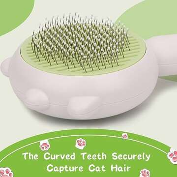 Cat Hair Cleaner Brush, Self-Cleaning Pet Brush with Release Button, Circular Cut Hole Nail Clippers for Indoor Cats (Green)