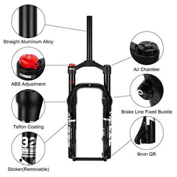 B Bolany 20 x 4.0 Fat Tire Bike Air Suspension Fork