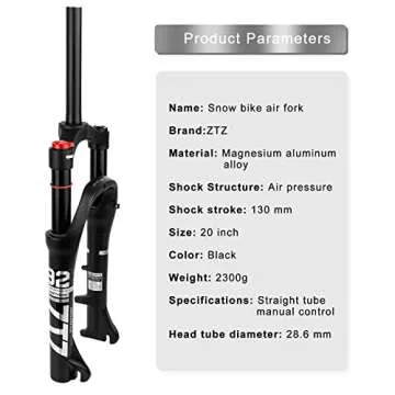 B Bolany 20 x 4.0 Fat Tire Bike Air Suspension Fork