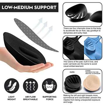 ECOPARTY Sports Bras for Women Quick-Dry Padded Wirefree Workout Crop Cute Tank Tops Camisole Yoga F...