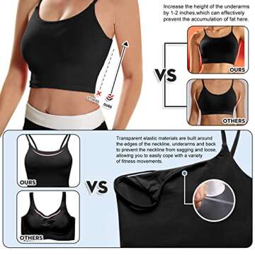 ECOPARTY Sports Bras for Women Quick-Dry Padded Wirefree Workout Crop Cute Tank Tops Camisole Yoga Fitness Running Gym Black