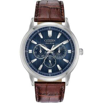 Citizen Eco-Drive Corso Watch - Brown Leather & Blue Dial