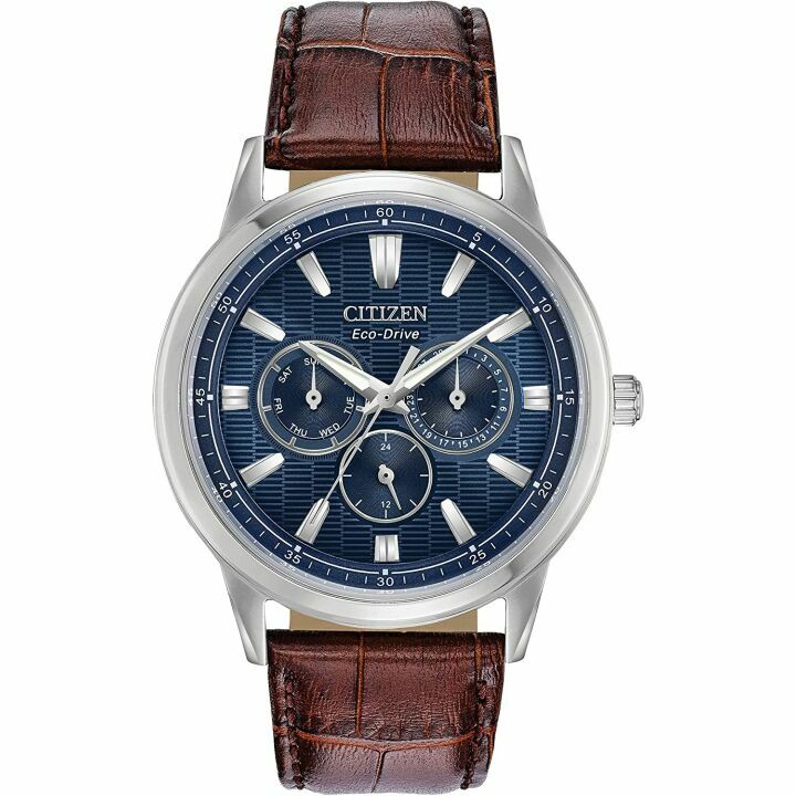 Citizen Eco-Drive Corso Watch - Brown Leather & Blue Dial