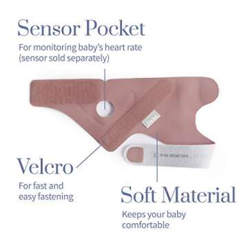 Owlet Accessory Fabric Sock for Dream Sock Baby Monitor, Fits Babies 0 to 18 Months, Dusty Rose (Sensor and Base Station Not Included)