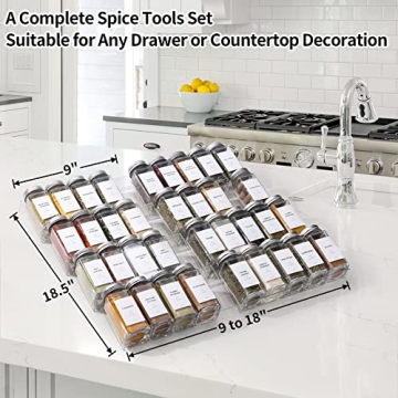 Brippo Spice Organizer - 35 Glass Spice Jars & Labels