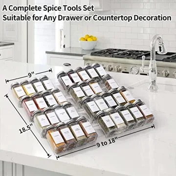 Brippo Spice Organizer - 35 Glass Spice Jars & Labels