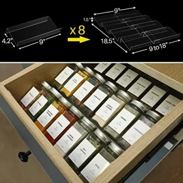 Brippo Spice Organizer - 35 Glass Spice Jars & Labels