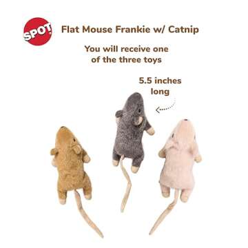 SPOT Flat Mouse Frankie with Catnip - Cat Toy, Fuzzy Mice with Catnip and Crinkle Sound, Perfect Siz...