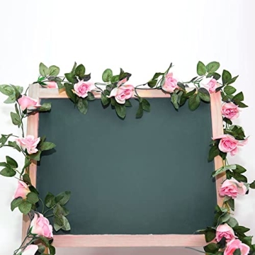 16FT Pink Fake Rose Vine Garland Elegant Home Decor
