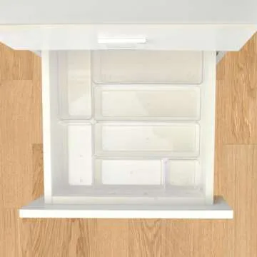 Manalete Drawer Organizers Set of 15, 4 Sizes Clear Plastic Drawer Organizers and Storage Bins for Kitchen, Bathroom, Office, Dresser Desk Drawer Organizer Tray for Jewelry, Makeup, Junk, Gadgets