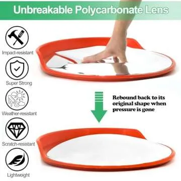 24" Security Mirror PC Convex Traffic Mirror Wide Angle Curved Safety Mirror Circular Pole Mount w/Adjustable Bracket for Outdoor Indoor Driveway Road Shop Garage Parking Lot Blind Spot Hidde