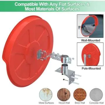 24" Security Mirror PC Convex Traffic Mirror Wide Angle Curved Safety Mirror Circular Pole Mount w/Adjustable Bracket for Outdoor Indoor Driveway Road Shop Garage Parking Lot Blind Spot Hidde