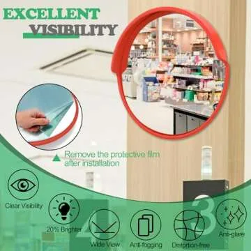 24" Security Mirror PC Convex Traffic Mirror Wide Angle Curved Safety Mirror Circular Pole Mount w/Adjustable Bracket for Outdoor Indoor Driveway Road Shop Garage Parking Lot Blind Spot Hidde