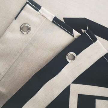 Jimuzi Western Aztec Linen Shower Curtain Ethnic Southwest Geometric Stripes Fabric Shower Curtain Set with Hooks, Boho Farmhouse Shower Curtains for Bathroom, 71x71 Bath Curtain