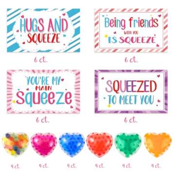 24Pack Valentines Day Cards with Heart Balls Valentines Day Gifts for Kids Valentines Exchange Cards...
