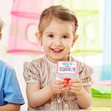 24Pack Valentines Day Cards with Heart Balls Valentines Day Gifts for Kids Valentines Exchange Cards for Boys Girls School Classroom Party Favors