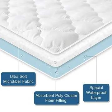 Full Size Mattress Protector Pad Waterproof Quilted, Breathable & Cooling Full Mattresses Pad Cover Fitted for Double Bed with Deep Pocket Up to 14", (White)