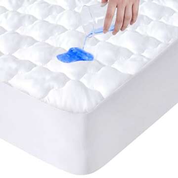 Full Size Mattress Protector Pad Waterproof Quilted, Breathable & Cooling Full Mattresses Pad Cover Fitted for Double Bed with Deep Pocket Up to 14", (White)