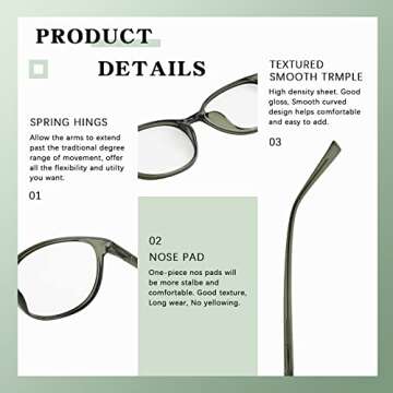 FONHCOO Blue Light Blocking Glasses Women Men Computer Eyeglasses,TR90 Fashion Round Transparent Anti Blue Light Glasses with Anti Eyestrain & UV Glare for Gaming & Reading (Green)