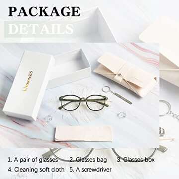 FONHCOO Blue Light Blocking Glasses Women Men Computer Eyeglasses,TR90 Fashion Round Transparent Anti Blue Light Glasses with Anti Eyestrain & UV Glare for Gaming & Reading (Green)