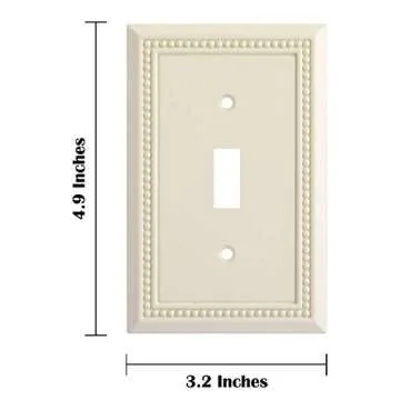 Henne Bery Sunken Pearls Heavy Duty Decorative Wall Plate Switch Plate Outlet Cover, Durable Solid Zinc Alloy (Single Toggle 2PK, Light Almond)
