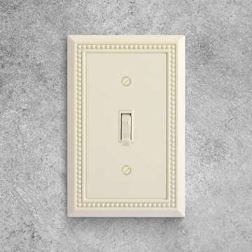 Henne Bery Sunken Pearls Heavy Duty Decorative Wall Plate Switch Plate Outlet Cover, Durable Solid Zinc Alloy (Single Toggle 2PK, Light Almond)