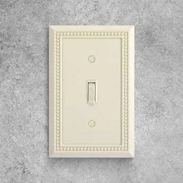 Henne Bery Sunken Pearls Heavy Duty Decorative Wall Plate Switch Plate Outlet Cover, Durable Solid Zinc Alloy (Single Toggle 2PK, Light Almond)