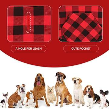 Dog Hoodie Dog Sweater Red Buffalo Plaid Dog Clothes Warm and Soft Breathable Cozy Small Dog Hoodies Dog Sweaters for Small Dogs with Pocket(XS)