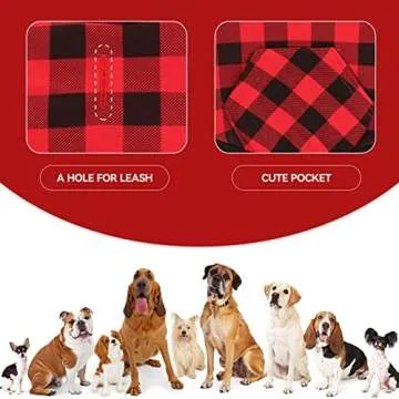 Dog Hoodie Dog Sweater Red Buffalo Plaid Dog Clothes Warm and Soft Breathable Cozy Small Dog Hoodies Dog Sweaters for Small Dogs with Pocket(XS)