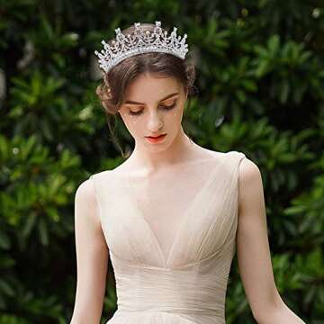 Didder Silver Rhinestone Crown Tiara for Women and Girls