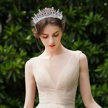 Didder Silver Rhinestone Crown Tiara for Women and Girls