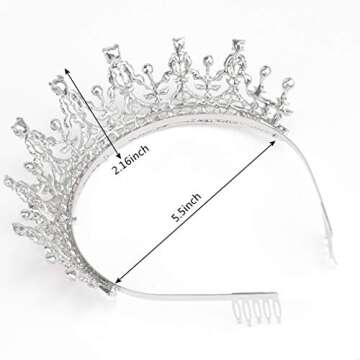 Didder Silver Rhinestone Crown Tiara for Women and Girls