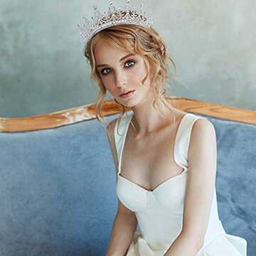 Didder Silver Rhinestone Crown Tiara for Women and Girls