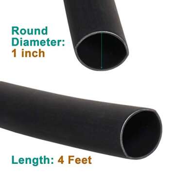 2 Pcs 1 inch (Diameter) 3:1 Waterproof Heat Shrink Tubing Kit, Large Marine Dual Wall Adhesive Shrinkable Wire Wrap Tube, Insulation Sealing Wear-Resistant Cable Protector by YUKSY (4ft, Black & Red)