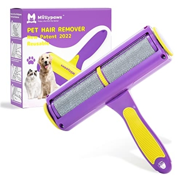 Mollypaws Pet Hair Remover - Reusable Tool for Dog & Cat Fur, Easy Cleaning Comfort Grip