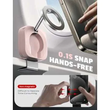 LISEN Airplane Travel Essentials Phone Holder for MagSafe Accessories, Handsfree for MagSafe Phone Stand Plane Travel Essentials for Flying Travel Accessories Long Flight Must Haves for iPhone 16 Pink