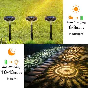 Bright Solar Pathway Lights 6 Pack,Warm White+Cool White LED Solar Lights Outdoor,IP67 Waterproof Solar Path Lights,Solar Powered Garden Lights for Walkway Yard Backyard Lawn Landscape Lighting Decor