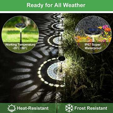 Bright Solar Pathway Lights 6 Pack,Warm White+Cool White LED Solar Lights Outdoor,IP67 Waterproof Solar Path Lights,Solar Powered Garden Lights for Walkway Yard Backyard Lawn Landscape Lighting Decor