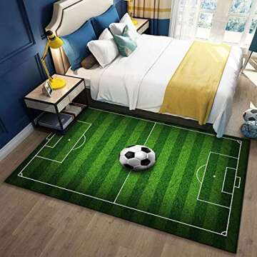 Kids Rug Football Rug Soccer Field Rug Carpet for Boys Bedroom, Playmat Area Rugs for Kids Rooms,Chi...