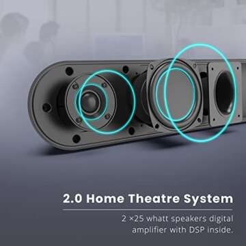 BESTISAN Sound bar, Soundbar TV Sound bar Wired and Wireless Bluetooth Audio Speakers(28 Inches, 4 D...