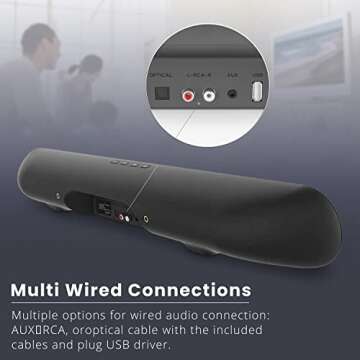 BESTISAN Sound bar, Soundbar TV Sound bar Wired and Wireless Bluetooth Audio Speakers(28 Inches, 4 Drivers, Bluetooth 5.0 Version, Optical Cable Included, Bass Adjustable)